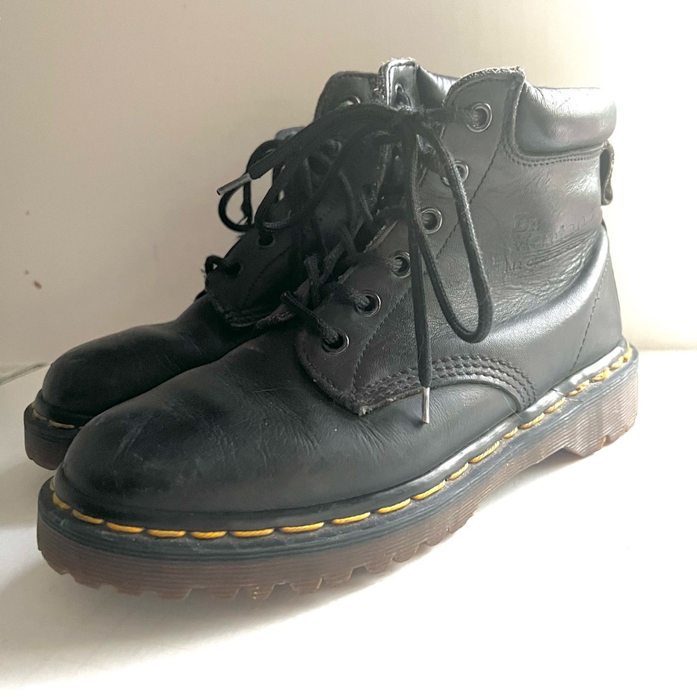 Vtg Dr Martens 939 Ben Black Leather 6 Eye Work Boots - England - UK 4 / US W 6